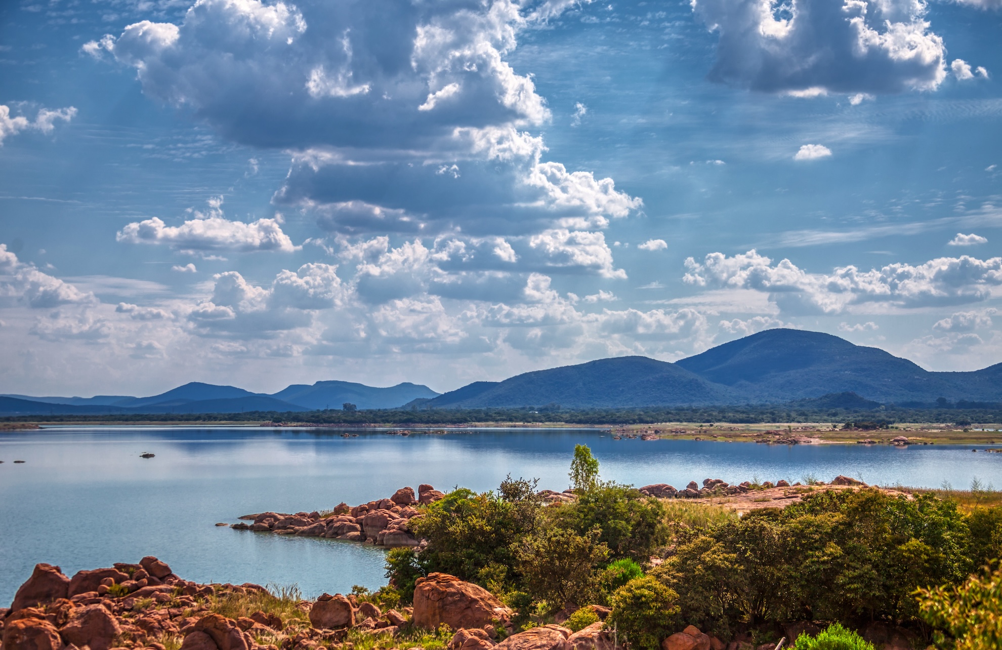 Beautiful landscape at Gaborone dam in Goborone, Botswana.
