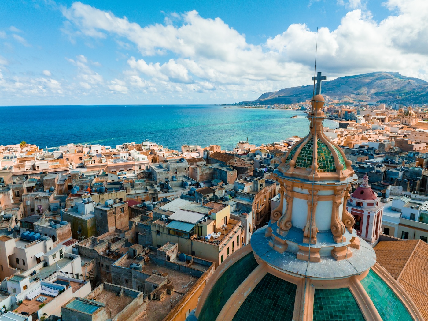 Trapani harbor, Sicily, Italy.