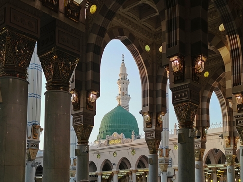 arches of Nabawi mosque in Al Madinah