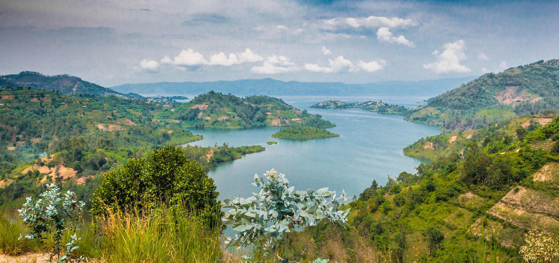 Panoramic view of Lake Kivu, Rwanda. 