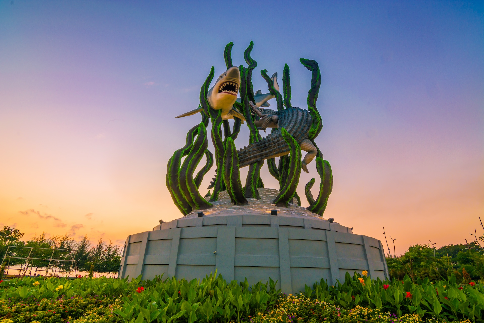 A statue in they city of Surabaya, Iindonesia.