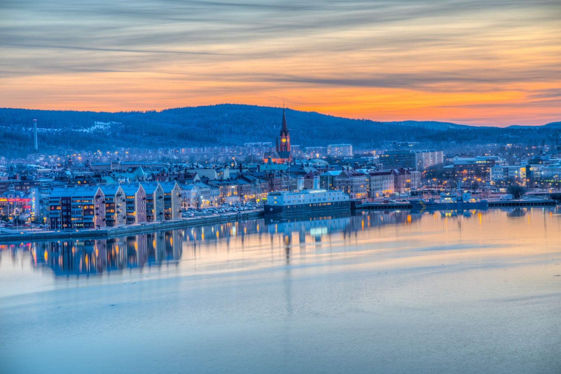 View of Swedish town Sundsvall, Sweden.