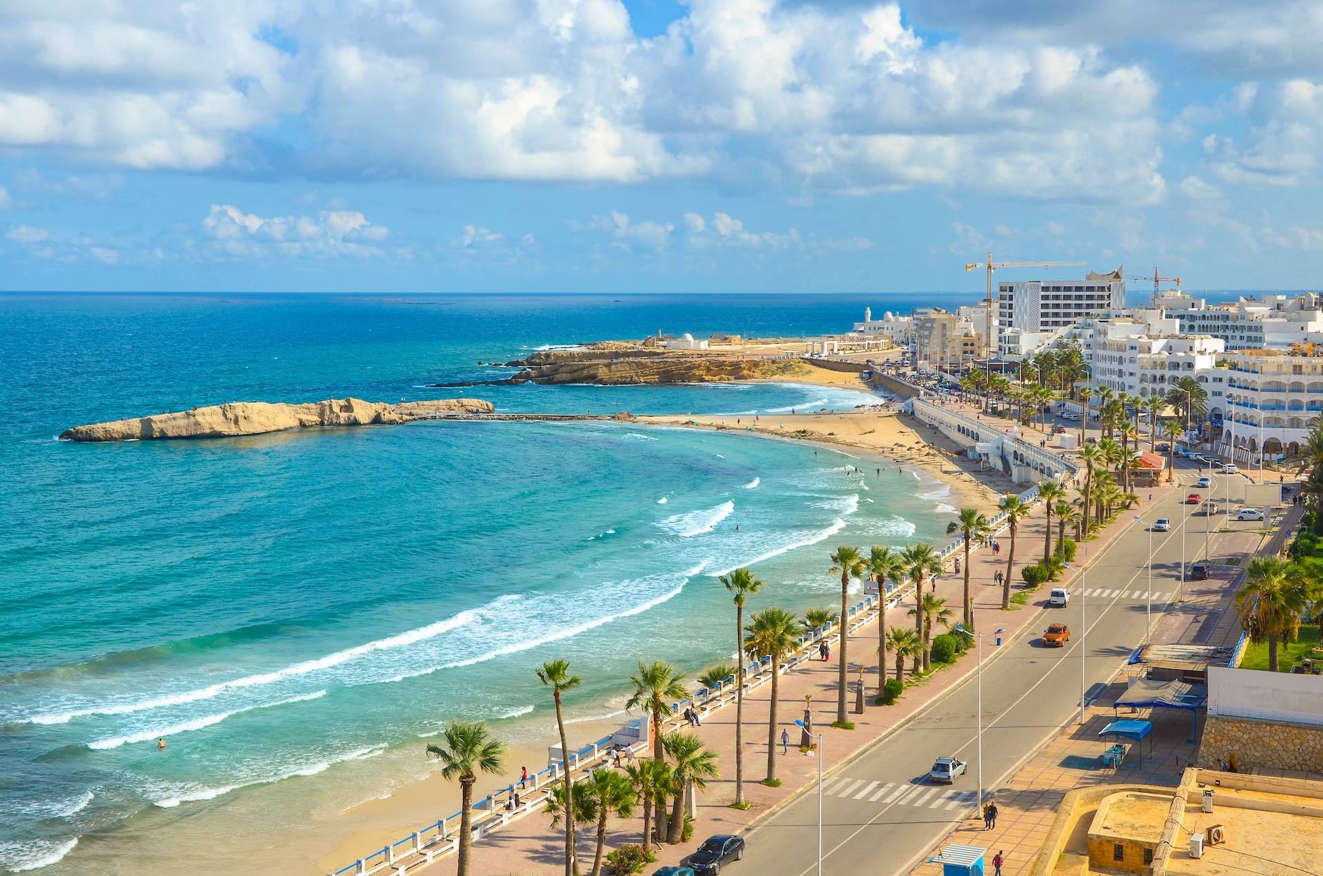 Coast from the fortress tower, Monastir, Tunisia.
